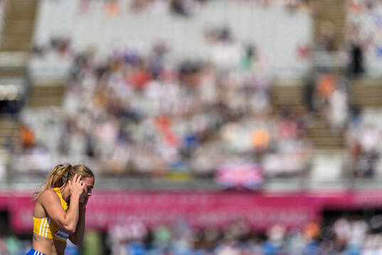 Lovisa Karlsson of Sweden looks dejected while competing in