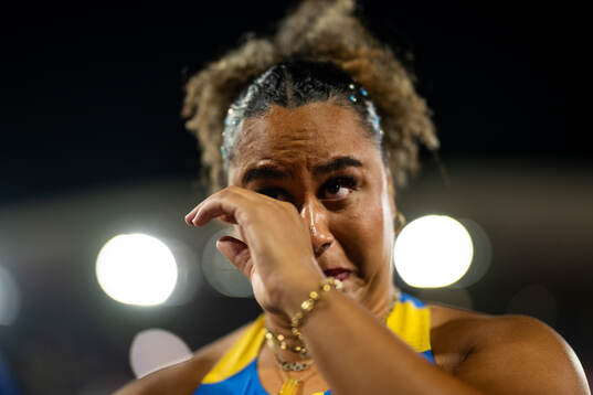 Vanessa Kamga of Sweden celebrates