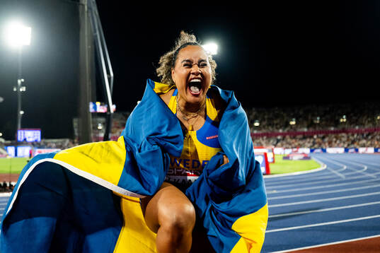 Vanessa Kamga of Sweden celebrates