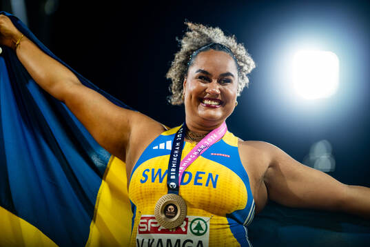 Vanessa Kamga of Sweden celebrates