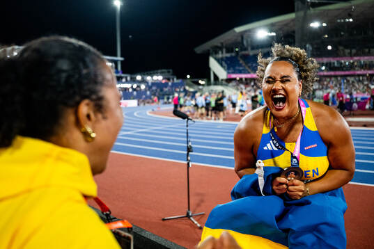 Vanessa Kamga of Sweden celebrates