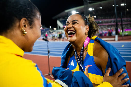 Vanessa Kamga of Sweden celebrates