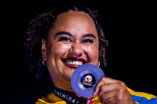 Vanessa Kamga of Sweden at the medal ceremony