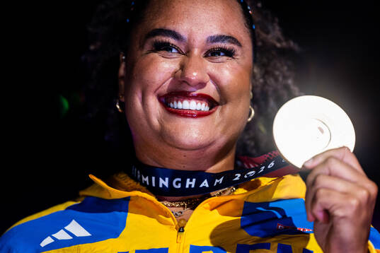 Vanessa Kamga of Sweden at the medal ceremony