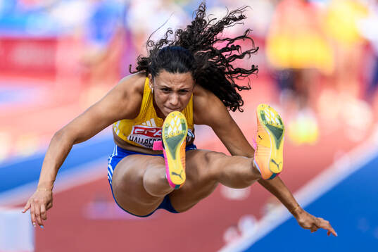 Ayla Hallberg Hossain of Sweden competes women’s long jump