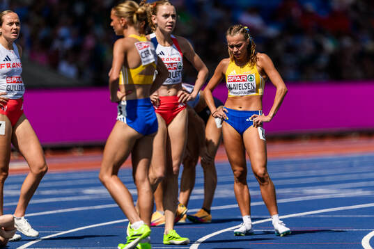 Wilma Nielsen of Sweden looks dejected
