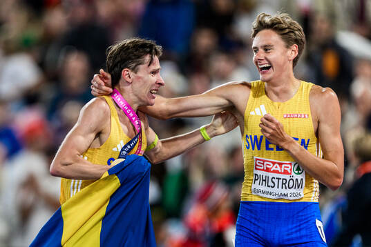 Andreas Almgren of Sweden celebrate with Samuel Pihlström