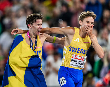 Andreas Almgren of Sweden celebrate with Samuel Pihlström