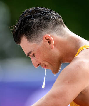 Perseus Karlström of Sweden looks dejected