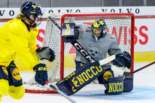 Goaltender Ida Boman of Sweden at a practice session