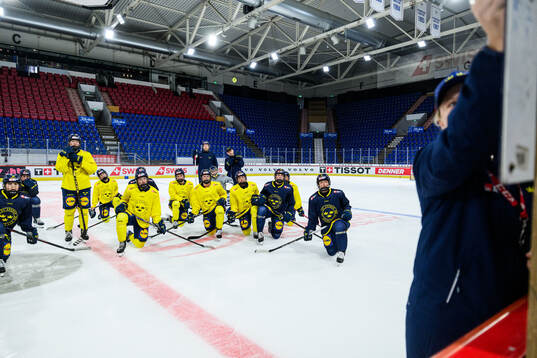 Players of Sweden at a practice session