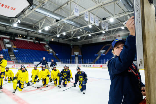 Assistant coach Pernilla Winberg of Sweden at a practice