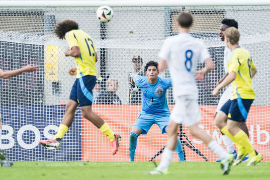 Goalkeeper Elias Blasine of Sverige