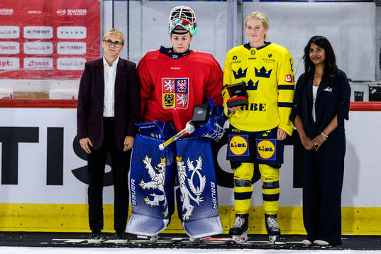 Goaltender Klara Peslarová of Czech Republic and Hilda