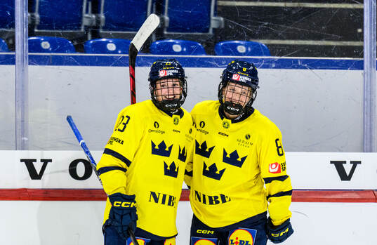 Thea Johansson and Hilda Svensson of Sweden celebrates