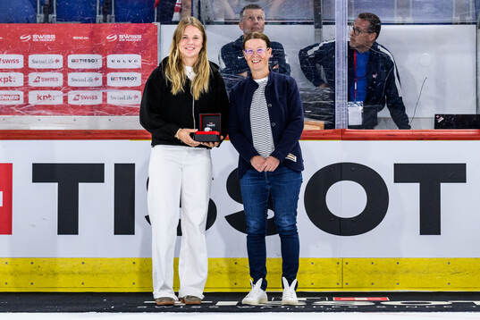 Mira Jungåker of Sweden is rewarded best defender in the
