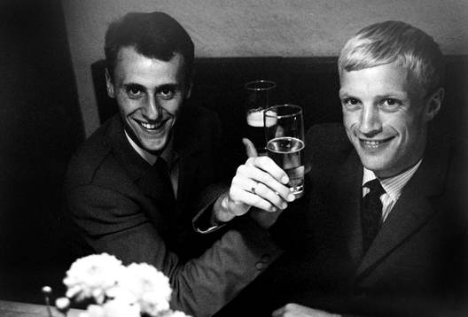 Nöjda stavhoppare John-Erik Blomqvist och Hans Lagerqvist