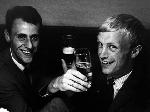 Nöjda stavhoppare John-Erik Blomqvist och Hans Lagerqvist