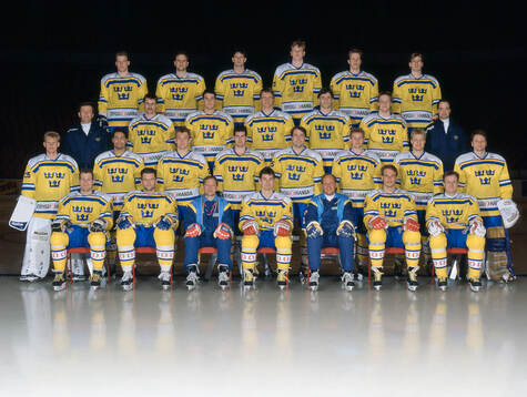 Players and team staff of Sweden pose for a team photo