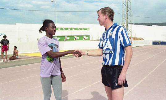Johnny Ekström och Merlene Ottey