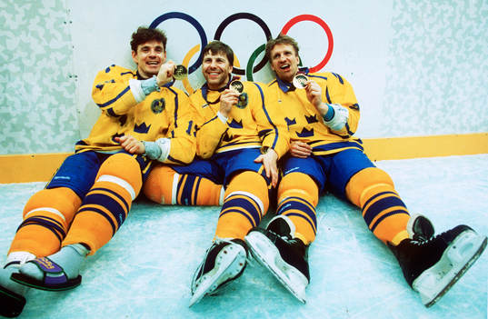 Håkan Loob, Mats Näslund och Tomas Jonsson, tre som har