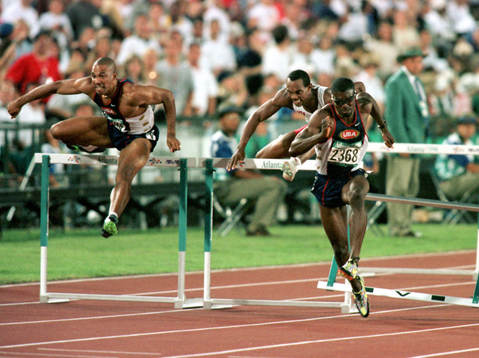 Allen Johnson (t h) tog guld