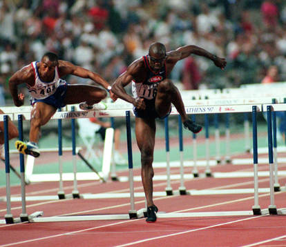 Colin Jackson, Storbritannien, och Allen Johnson, USA