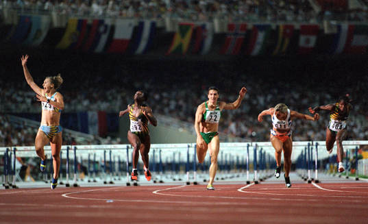 Ludmila Engquist, Sverige, Michelle Freeman, Jamaica,